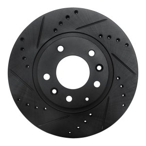 Mazda MX-5 Miata Brake Rotor (1) - Front Left - R1 Concepts - Drilled & Slotted - Black - `06-`15